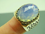 Turkish Handmade Jewelry 925 Sterling Silver MoonStone Mens Rings