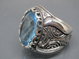 Turkish Handmade Jewelry 925 Sterling Silver Aquamarine Stone Mens Rings