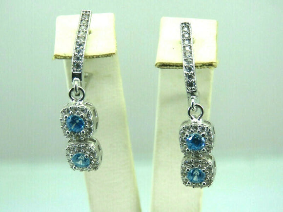 Turkish Handmade Jewelry 925 Sterling Silver Aquamarine Stone Women Earrings