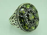 Turkish Handmade Jewelry 925 Sterling Silver Peridot Stone Men's Rings