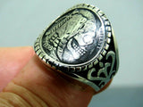 Turkish Hanmade 925 Sterling Silver Skul Design Mens Rings