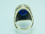 Turkish Handmade Jewelry 925 Sterling Silver Sapphire Stone Mens Rings