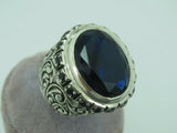 Turkish Handmade Jewelry 925 Sterling Silver Sapphire Stone Mens Rings
