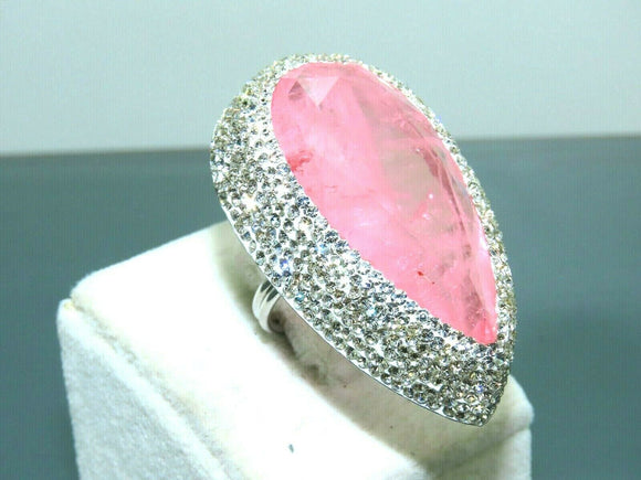 Turkish Handmade Jewelry 925 Sterling Silver Pink Zircon Stone Womens Ring