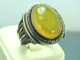 Turkish Handmade Jewelry 925 Sterling Silver Agate Stone Mens Rings