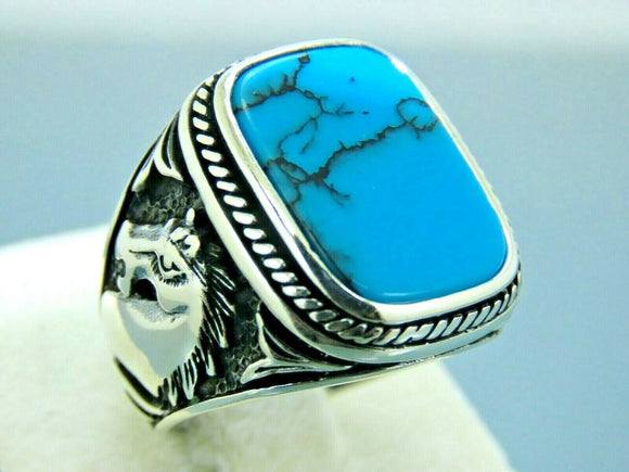 Turkish Handmade Jewelry 925 Sterling Silver Turquoise Stone Mens Ring –  Stamboul Jewelry