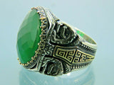 Turkish Handmade Jewelry 925 Sterling Silver Emerald Stone Mens Rings