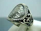 Turkish Hanmade 925 Sterling Silver Skul Design Mens Rings