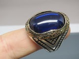 Turkish Handmade Jewelry 925 Sterling Silver Sapphire Stone Mens Rings