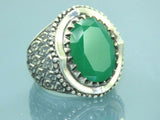 Turkish Handmade Jewelry 925 Sterling Silver Emerald Stone Mens Rings