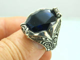 Turkish Handmade Jewelry 925 Sterling Silver Sapphire Stone Mens Rings