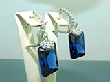 Turkish Handmade Jewelry 925 Sterling Silver Sapphire Stone Women Earrings