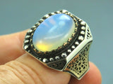 Turkish Handmade Jewelry 925 Sterling Silver Moonstone Mens Rings