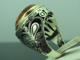 Turkish Handmade Jewelry 925 Sterling Silver Handmade Amber Stone Men Ring