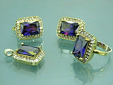 Turkish Handmade Jewelry 925 Sterling Silver Amethyst Stone Women's Earrings, Pendant & Ring Jewelry Set