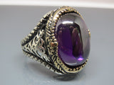 Turkish Handmade Jewelry 925 Sterling Silver Amethyst Stone Mens Rings