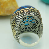 Turkish Handmade Jewelry 925 Sterling Silver Aquamarine Stone Men's Ring