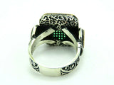 Turkish Handmade Jewelry 925 Sterling Silver Emerald Stone Men's Ring