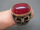 Turkish Handmade Jewelry 925 Sterling Silver Ruby Stone Mes Rings