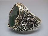 Turkish Handmade Jewelry 925 Sterling Silver Emerald Stone Mens Rings
