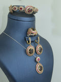 Turkish Handmade Jewelry 925 Sterling Silver Garnet Stone Women's Necklace, Earring, Bracelet & Ring Jewelry Set