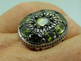 Turkish Handmade Jewelry 925 Sterling Silver Peridot Stone Men's Rings