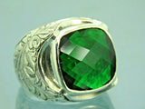 Turkish Handmade Jewelry 925 Sterling Silver Emerald Stone Mens Rings