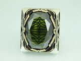 Turkish Handmade Jewelry 925 Sterling Silver Peridot Stone Mens Rings