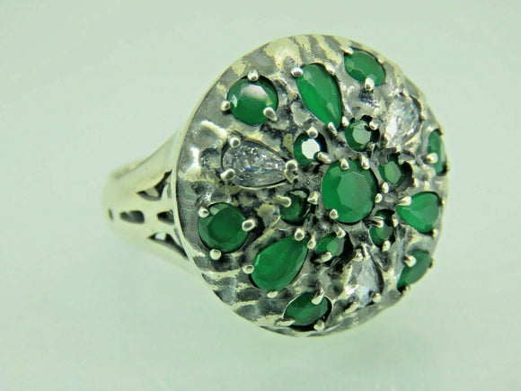 Turkish Handmade Jewelry 925 Sterling Silver Emerald Stone Mens Rings