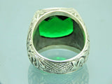 Turkish Handmade Jewelry 925 Sterling Silver Emerald Stone Mens Rings