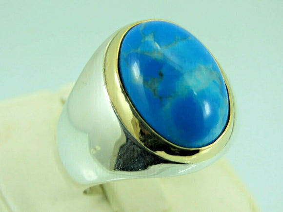 Turkish Handmade Jewelry 925 Sterling Silver Turquoise Stone Mens Rings