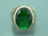 Turkish Handmade Jewelry 925 Sterling Silver Emerald Stone Mens Rings