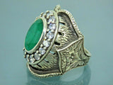 Turkish Handmade Jewelry 925 Sterling Silver Emerald Stone Mens Rings