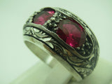 Turkish Handmade Jewelry 925 Sterling Silver Ruby Stone Mens Rings
