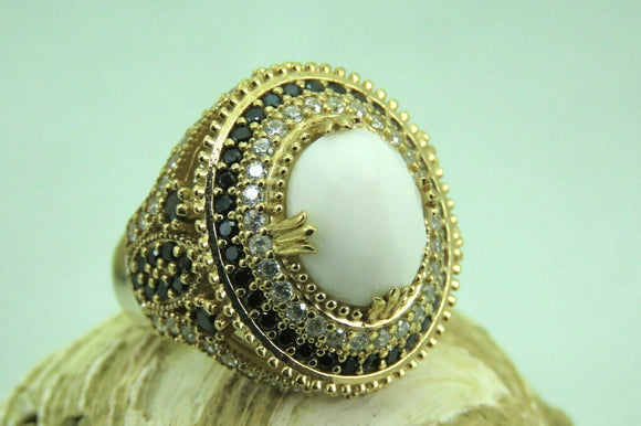 Turkish Handmade Jewelry 925 Sterling Silver Pearl Stone Womens Ring