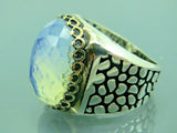 Turkish Handmade Jewelry 925 Sterling Silver MoonStone Mens Rings