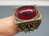 Turkish Handmade Jewelry 925 Sterling Silver Garnet Stone Mens Rings