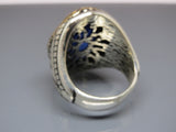 Turkish Handmade Jewelry 925 Sterling Silver Sapphire Stone Mens Rings