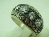 Turkish Handmade Jewelry 925 Sterling Silver Zircon Stone Mens Rings