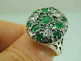 Turkish Handmade Jewelry 925 Sterling Silver Emerald Stone Mens Rings