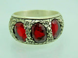 Turkish Handmade Jewelry 925 Sterling Silver Garnet Stone Mens Rings