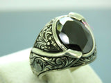 Turkish Handmade Jewelry 925 Sterling Silver Onyx Stone Mens Rings