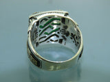 Turkish Handmade Jewelry 925 Sterling Silver Emerald Stone Mens Rings