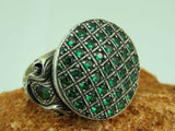 Turkish Handmade Jewelry 925 Sterling Silver Emerald Stone Mens Rings