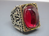 Turkish Handmade Jewelry 925 Sterling Silver Garnet Stone Mens Rings
