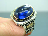 Turkish Handmade Jewelry 925 Sterling Silver Sapphire Stone Mens Rings