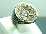 Turkish Handmade Jewelry 925 Sterling Silver Egyptian God Design Mens Rings