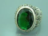 Turkish Handmade Jewelry 925 Sterling Silver Emerald Stone Mens Rings