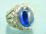 Turkish Handmade Jewelry 925 Sterling Silver Sapphire Stone Mens Rings