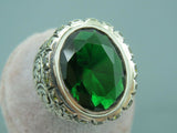 Turkish Handmade Jewelry 925 Sterling Silver Emerald Stone Mens Rings
